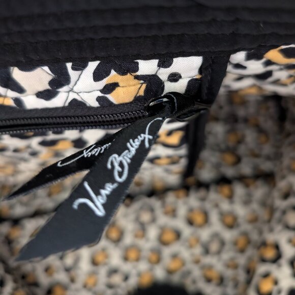 Vera Bradley Black Quilted Weekender Tote Bag with Leopard Inside - Picture 4 of 16